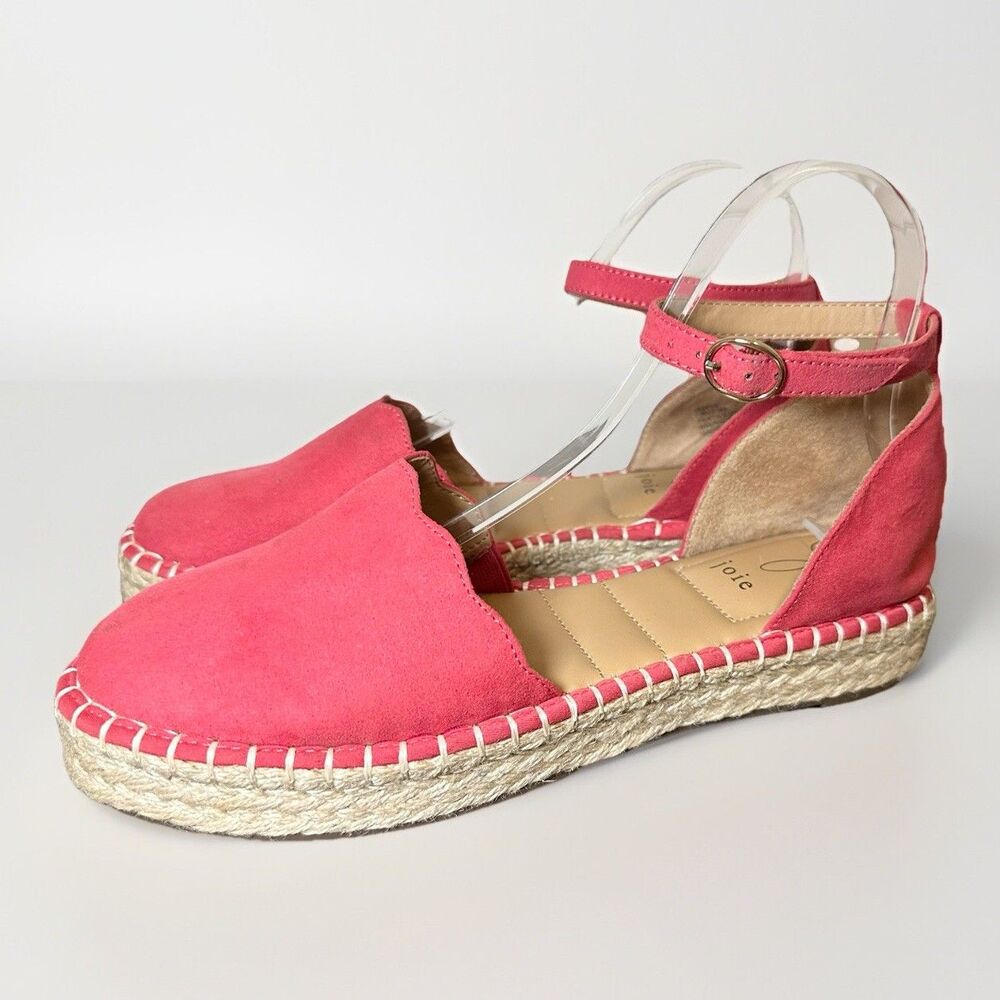 Joie Cruz Ankle Strap Espadrille Red Suede Platform Shoes‎ Sandals Women's 9M